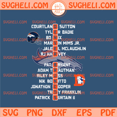 Denver Broncos 2025 AFC West Champions Players Names Svg