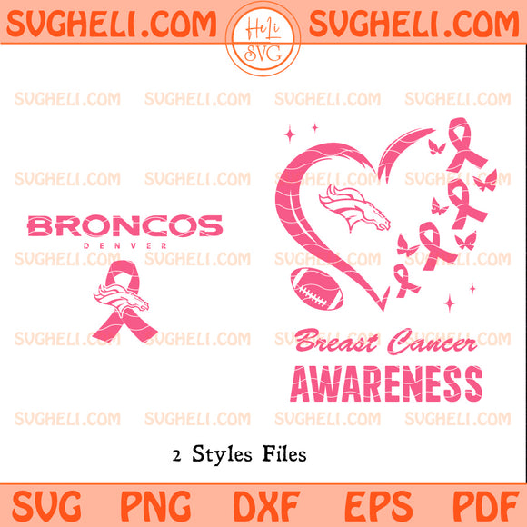 Denver Broncos October Breast Cancer Awareness Svg
