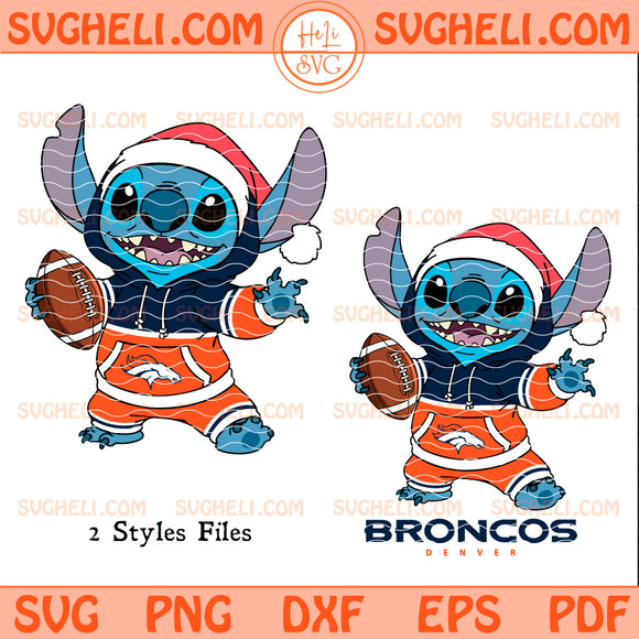 Denver Broncos Stitch Football Christmas Svg