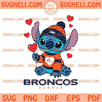 Denver Broncos Stitch Valentine Football Svg Broncos Svg