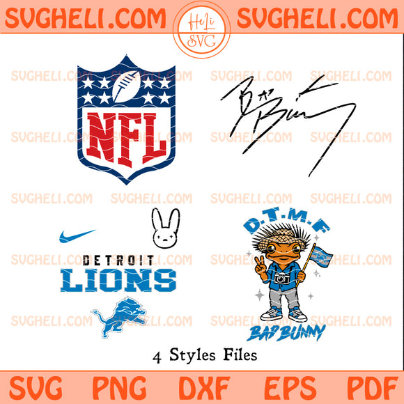 Detroit Lions NFL Bad Bunny Svg Detroit Lions Svg