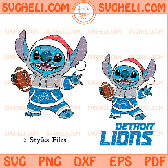Detroit Lions Stitch Football Christmas Svg