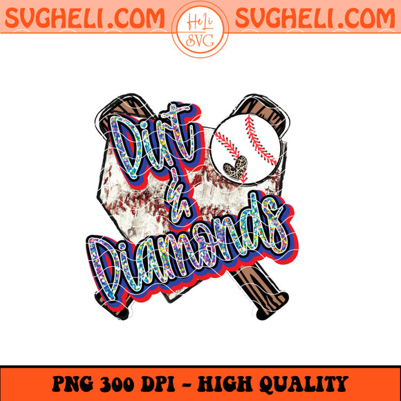 Dirt and Diamonds Softball Home Plate School Mascot Baseball Png Sublimation Files
