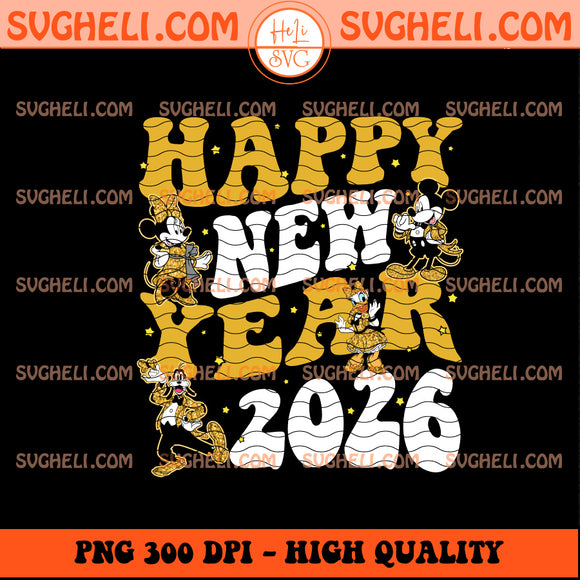 Disney Mickey Friends Happy New Year 2026 Png