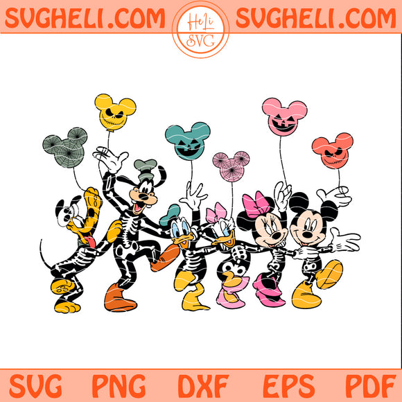 Disney Mickey Mouse And Friends Skeleton Halloween Svg