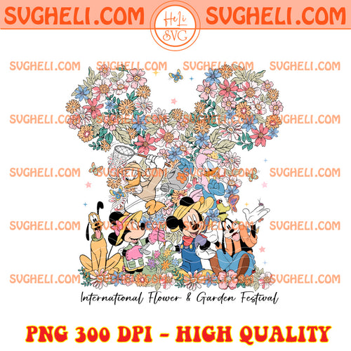 Disney Mickey and Friends Floral Epcot Festival Png