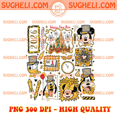 Disney Mickey and Friends Happy New Year 2026 Png