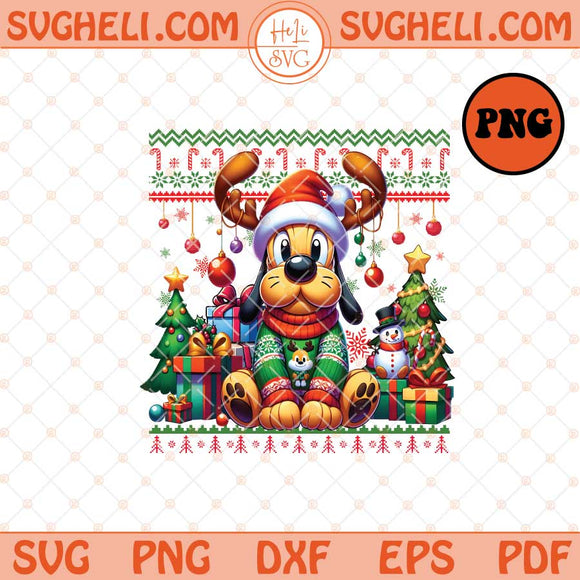 Disney Pluto Ugly Christmas Sweater Png Christmas Pluto Png Sublimation Files