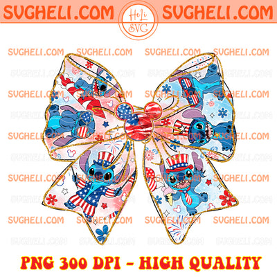 Disneyland Lilo Stitch Coquette Bows 4th Of July Png