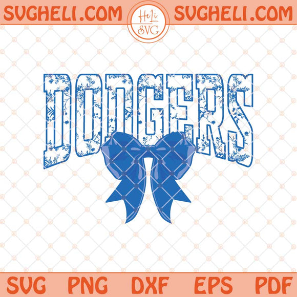 Dodgers Floral Toile Royal Blue Water Color Coquette Bow Svg Png Dxf Eps Files