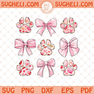 Dog Valentine Coquette Svg Dog Paw Print Heart Svg Mom Svg Png Dxf Eps Files