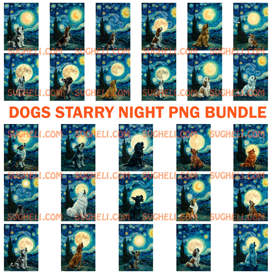 Dogs Starry Night Png Bundle Scary Night Dog Png