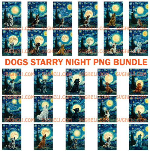 Dogs Starry Night Png Bundle Scary Night Dog Png