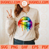 Dripping Rainbow Lips Svg Lesbian Svg LGBT Svg Lgbt Pride Svg Png Dxf Eps Files