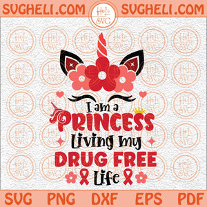 Drug Free Princess Svg Princess Drug Free Svg Red Ribbon Week Svg Png Dxf Eps