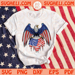 Eagle With American Flag Svg Patriotic Eagle Svg Eagle 4th of July Svg Png Dxf Eps Files