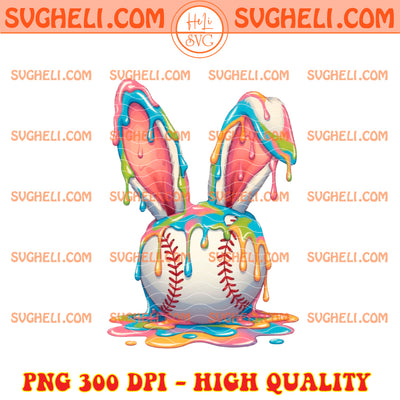 Easter Bunny Baseball Ice Cream Drip Png Bunny Baseball Png