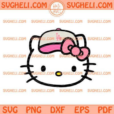Face Hello Kitty Head Pink Dodgers Svg Kitty LA Dodgers Svg