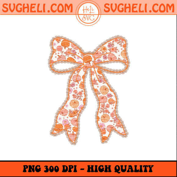 Fall Coquette Bow Png Retro Fall Bow Png Autumn Sublimation