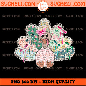 Fall Patchwork Turkey Png Thanksgiving Cute Bow Png