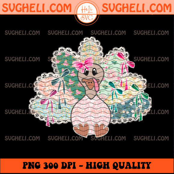 Fall Patchwork Turkey Png Thanksgiving Cute Bow Png