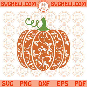 Fall Svg Swirly Pumpkin Svg Floral Pumpkin Svg Pumpkin Pattern Svg Png Dxf Eps Files