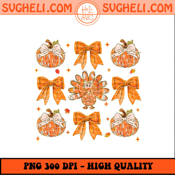 Fall Turkey Coquette Png Preppy Thanksgiving Turkey Png Sublimation Design
