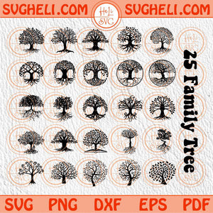 Family Tree Svg Bundle Tree Roots Svg Tree with Roots Svg Silhouette Png Dxf Eps Bundle Files