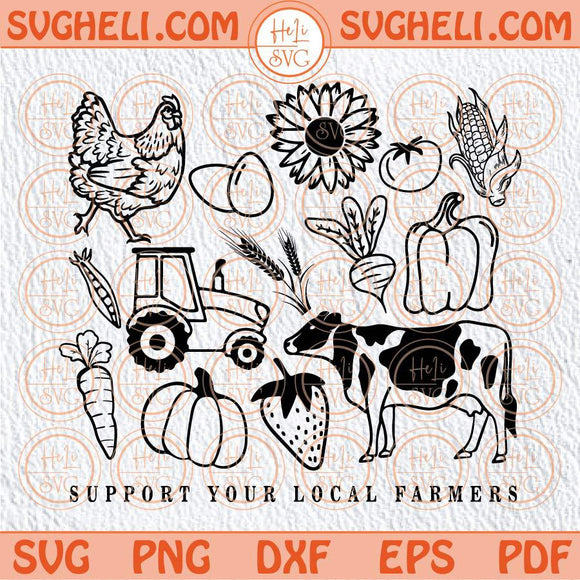 Farm Animal Vegetable Doodles Svg Support Your Local Farmers Svg Png Dxf Eps Files