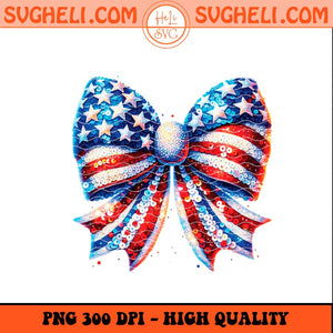 Faux Rhinestone USA Coquette Bow Png 4th of July Png Sublimation Files