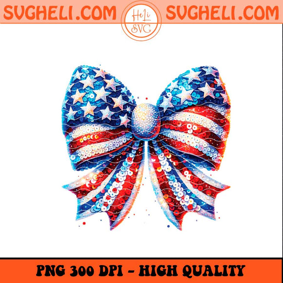 Faux Rhinestone USA Coquette Bow Png 4th of July Png Sublimation Files