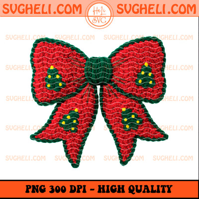 Faux Yarn Crochet Christmas Coquette Bow Png