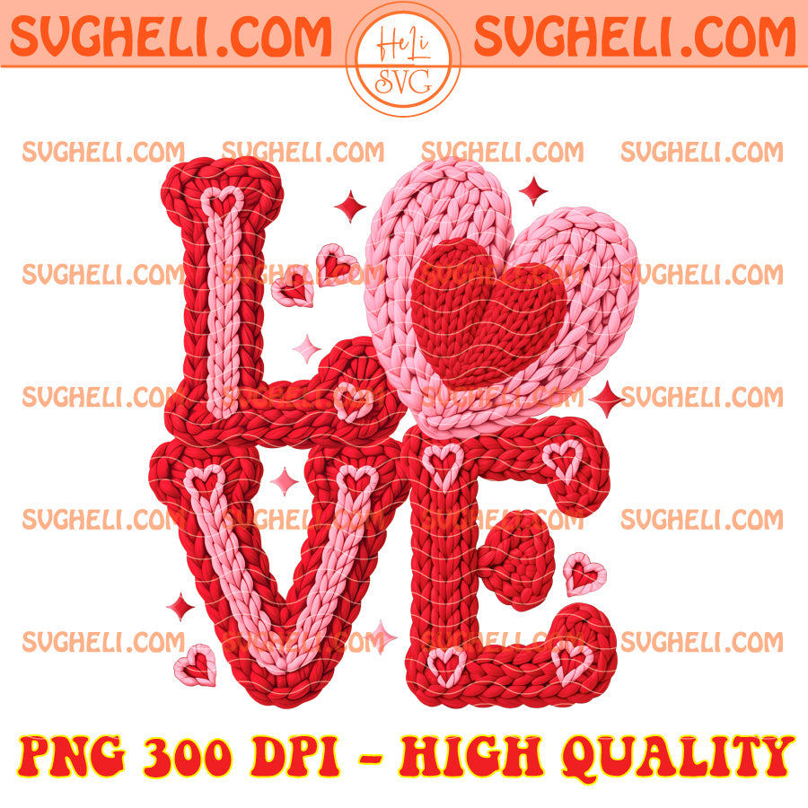 Faux Yarn Crochet Love Valentines Day Png Love Png