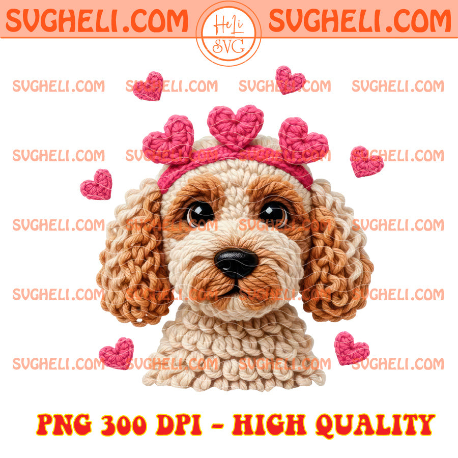 Faux Yarn Crochet Valentine Goldendoodle Png Love Dog Png