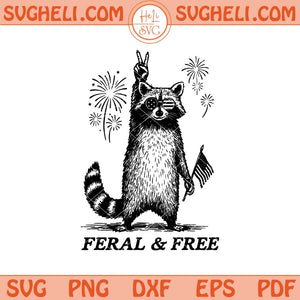Feral and Free Black and White Svg Raccoon American Svg Png Dxf Eps Files