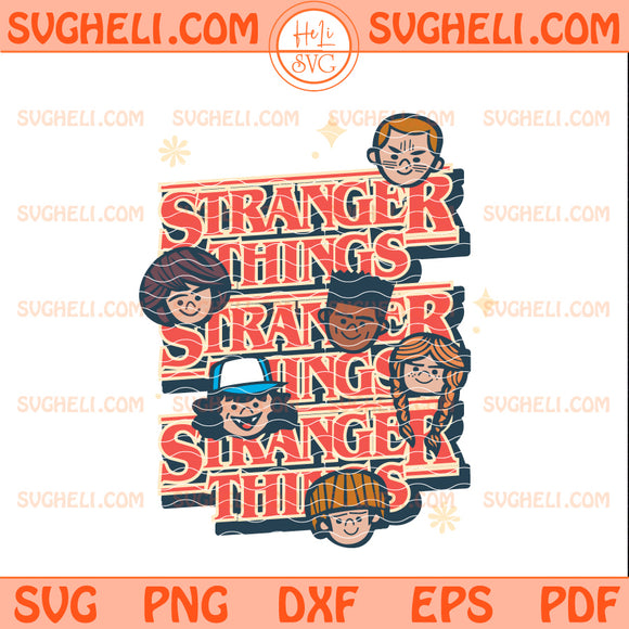 Fifth Sun Junior Stranger Things The Gang cartoon PNG for kids t-shirt