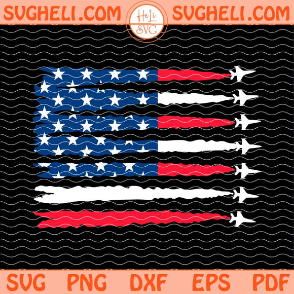 Fighter Jet Airplane American Flag Heart Svg 4th of July Svg Png Dxf Eps Files
