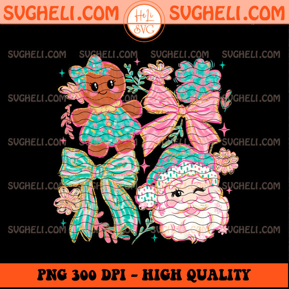 Floral Preppy Christmas Tree Bow Png Merry & Bright Png
