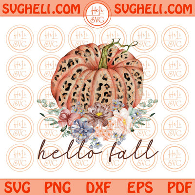 Floral Pumpkin Hello Fall Png Flowers Leopard Pumpkin Hello Fall Png Sublimation Files