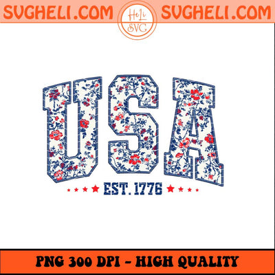 Floral USA Png Retro America Png Patriotic 4th of July Png Sublimation Files