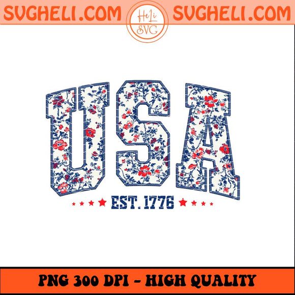Floral USA Png Retro America Png Patriotic 4th of July Png Sublimation Files