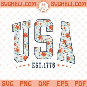 Floral USA Svg Retro America Svg 4th Of July Svg Png Dxf Eps Files