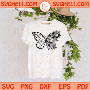 Flower Butterfly Svg Floral Butterfly Flowers Butterfly Svg Png Sublimation Dxf Eps Files