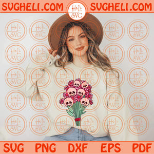 Flowers Skull Svg Retro Groovy Floral Skull Svg Skeleton Flowers Svg Png Dxf Eps Files