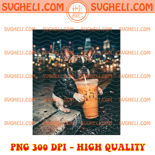 French Bulldog Drinking Iced Coffee Png Funny Dog Png