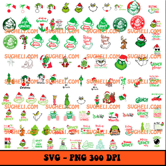 Funny Grinch Christmas Svg Bundle Grinch Face Svg