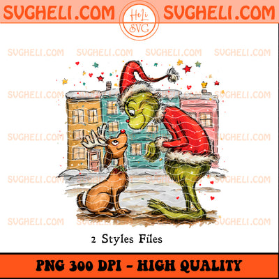 Funny Grinch Dog Christmas Png Vintage Hand Drawn Grinch Png