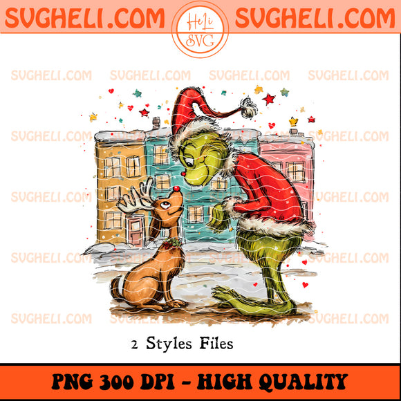 Funny Grinch Dog Christmas Png Vintage Hand Drawn Grinch Png