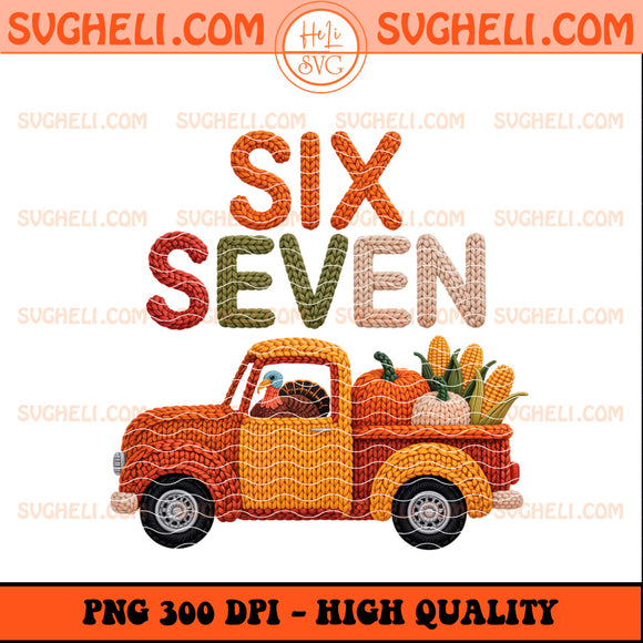 Funny Six Seven Turkey Thanksgiving Faux Yarn Png