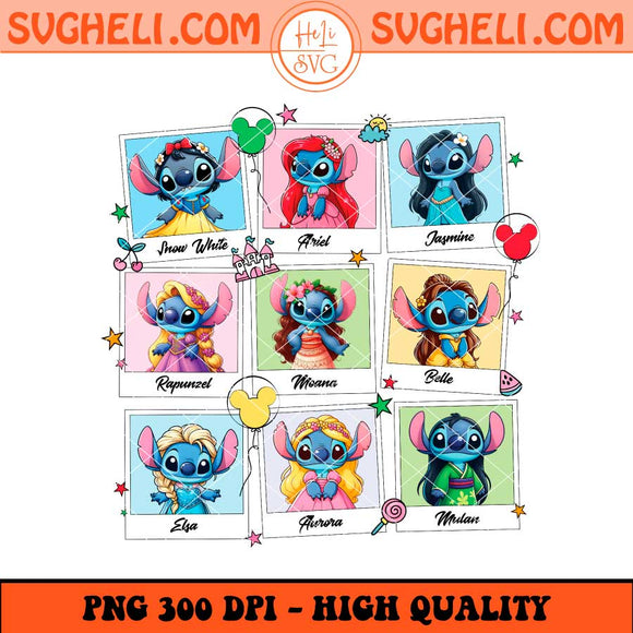 Funny Stitch Princess Png Disney Princess Stitch Png Sublimation Files
